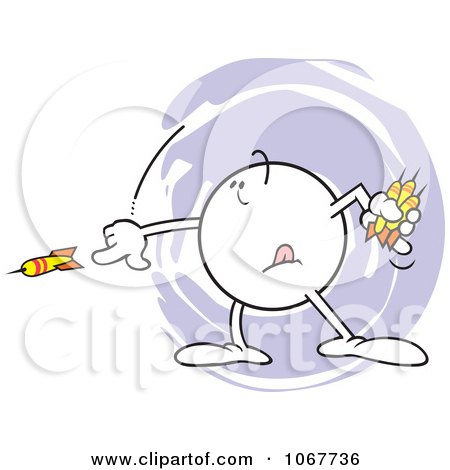 Clipart Moodie Character Throwing Darts - Royalty Free Vector Illustration by Johnny Sajem