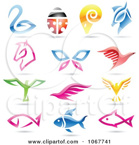 Clipart Colorful Animal Logo Icons - Royalty Free Vector Illustration by cidepix