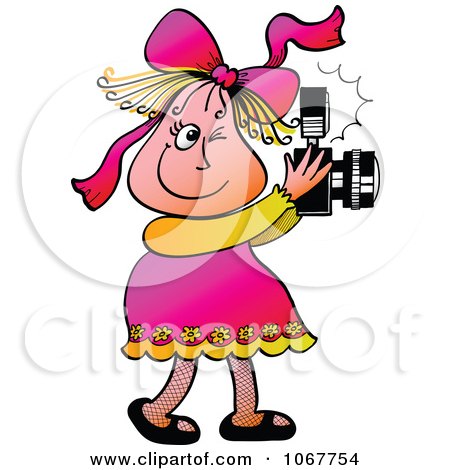 Clipart Little Girl Taking Photos - Royalty Free Vector Illustration by Zooco
