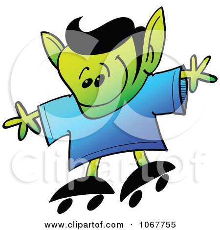 Clipart Roller Skating Alien - Royalty Free Vector Illustration by Zooco