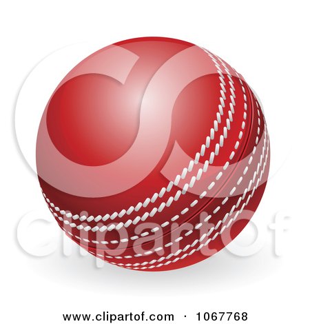 Clipart 3d Red Cricket Ball - Royalty Free Vector Illustration by AtStockIllustration