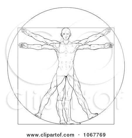 Clipart Sketched Vitruvian Man - Royalty Free Vector Illustration by AtStockIllustration