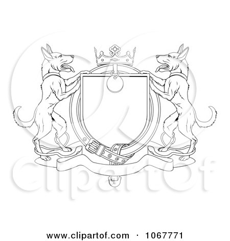 Clipart Outlined Alsatian Coat Of Arms Shield With A Collar - Royalty Free Vector Illustration by AtStockIllustration