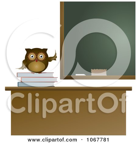 Clipart Teacher Owl On A School Desk - Royalty Free Vector Illustration  by MilsiArt