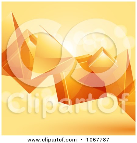 Clipart 3d Floating Orange Pyramids - Royalty Free Vector Illustration by elaineitalia
