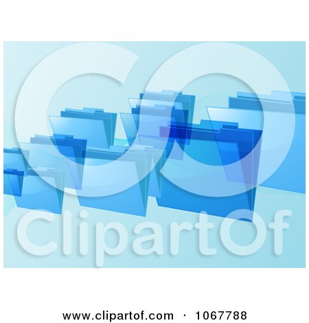 Clipart 3d Blue Floating Folders - Royalty Free Vector Illustration by elaineitalia