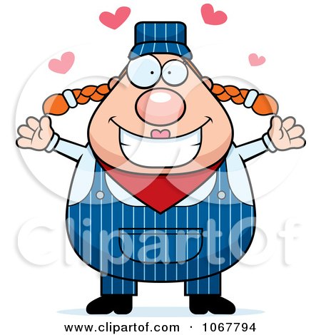 Clipart Loving Pudgy Female Train Engineer - Royalty Free Vector Illustration by Cory Thoman
