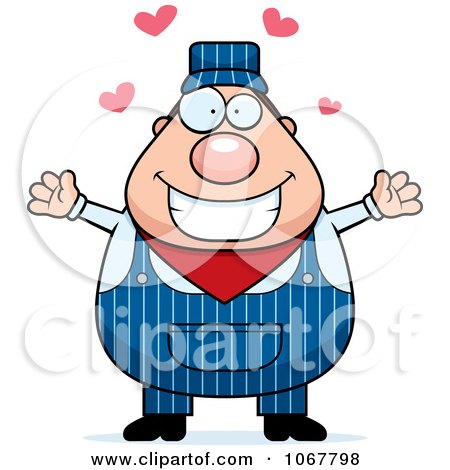 Clipart Loving Pudgy Male Train Engineer - Royalty Free Vector Illustration by Cory Thoman
