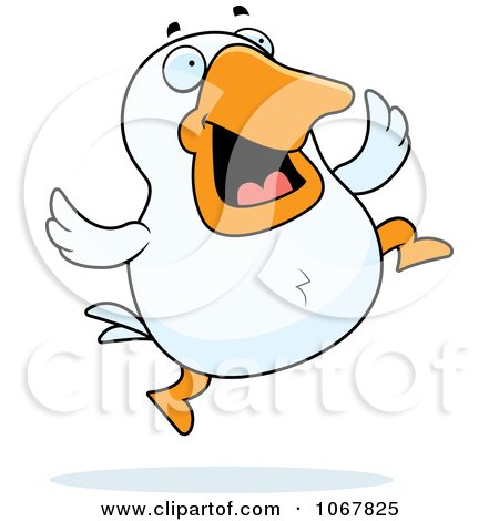 Clipart White Duck Jumping - Royalty Free Vector Illustration by Cory Thoman