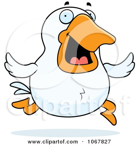 Clipart White Duck Running - Royalty Free Vector Illustration by Cory Thoman