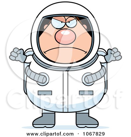 Clipart Mad Pudgy Male Astronaut - Royalty Free Vector Illustration by Cory Thoman