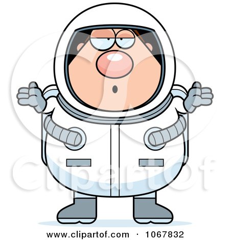 Clipart Shrugging Pudgy Male Astronaut - Royalty Free Vector Illustration by Cory Thoman