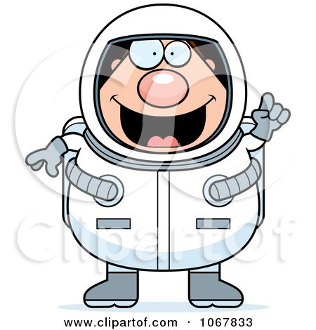 Clipart Pudgy Male Astronaut With An Idea - Royalty Free Vector Illustration by Cory Thoman