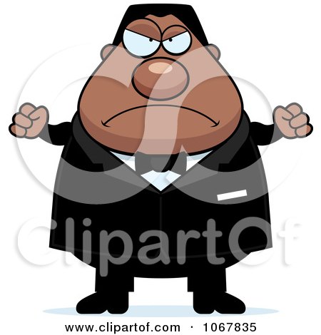 Clipart Mad Pudgy Black Groom - Royalty Free Vector Illustration by Cory Thoman