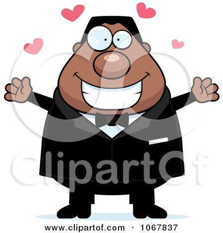 Clipart Loving Pudgy Black Groom - Royalty Free Vector Illustration by Cory Thoman