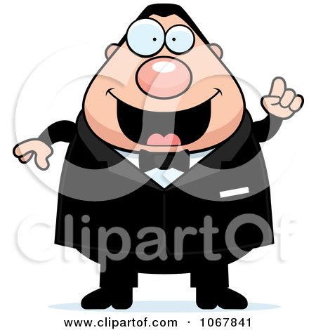 Clipart Pudgy White Groom With An Idea - Royalty Free Vector Illustration by Cory Thoman