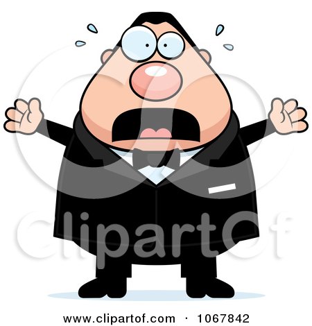 Clipart Panicking Pudgy White Groom - Royalty Free Vector Illustration by Cory Thoman