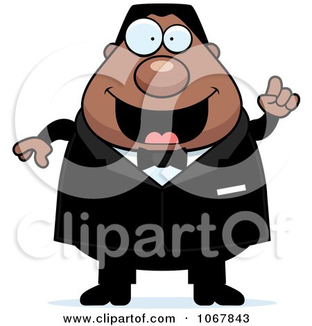 Clipart Pudgy Black Groom With An Idea - Royalty Free Vector Illustration by Cory Thoman