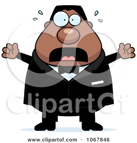 Clipart Panicking Pudgy Black Groom - Royalty Free Vector Illustration by Cory Thoman