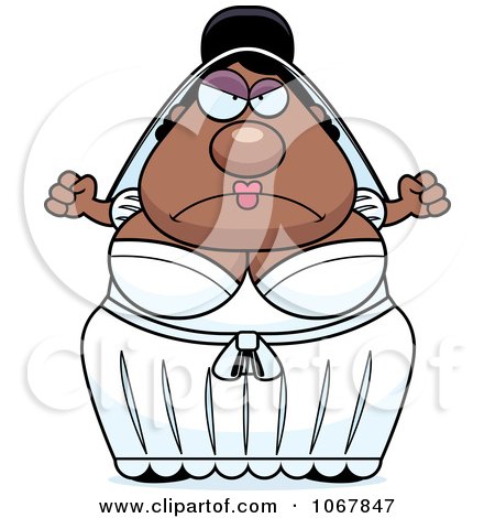 Clipart Mad Pudgy Black Bride - Royalty Free Vector Illustration by Cory Thoman
