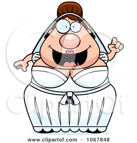 Clipart Pudgy White Bride With An Idea - Royalty Free Vector Illustration by Cory Thoman