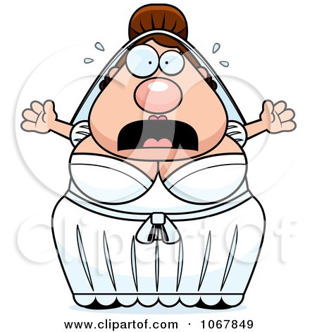 Clipart Panicking Pudgy White Bride - Royalty Free Vector Illustration by Cory Thoman