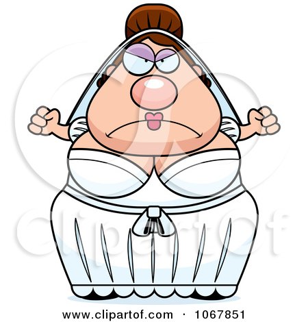Clipart Mad Pudgy White Bride - Royalty Free Vector Illustration by Cory Thoman