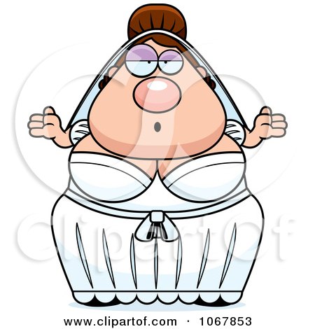 Clipart Shrugging Pudgy White Bride - Royalty Free Vector Illustration by Cory Thoman