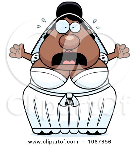 Clipart Panicking Pudgy Black Bride - Royalty Free Vector Illustration by Cory Thoman