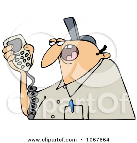 Clipart Worker Talking On A Radio - Royalty Free Vector Illustration by djart
