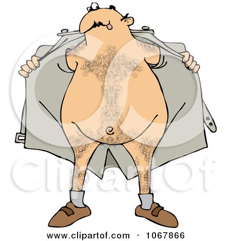 Clipart Flasher Man Opening His Jacket - Royalty Free Vector Illustration by djart