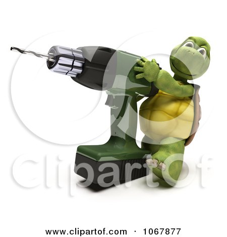 Clipart 3d Tortoise With An Electric Drill - Royalty Free CGI Illustration by KJ Pargeter