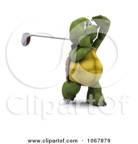 Clipart 3d Tortoise Golfing 5 - Royalty Free CGI Illustration by KJ Pargeter