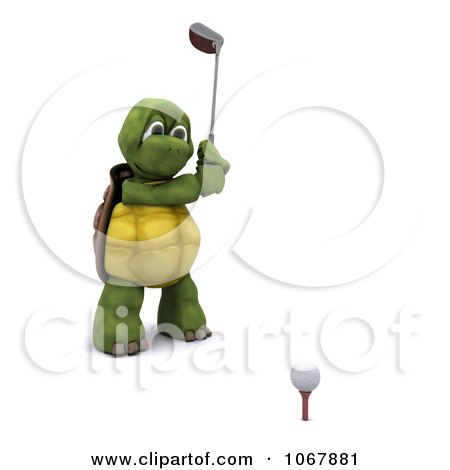 Clipart 3d Tortoise Golfing 4 - Royalty Free CGI Illustration by KJ Pargeter