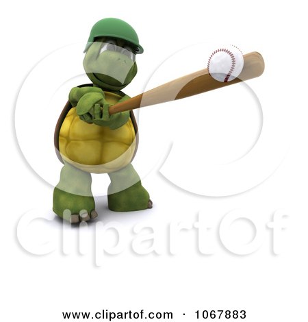 Clipart 3d Tortoise Hitting A Baseball - Royalty Free CGI Illustration by KJ Pargeter
