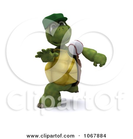 Clipart 3d Tortoise Pitching A Baseball - Royalty Free CGI Illustration by KJ Pargeter