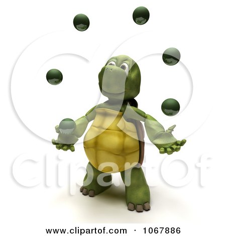 Clipart 3d Tortoise Juggling - Royalty Free CGI Illustration by KJ Pargeter