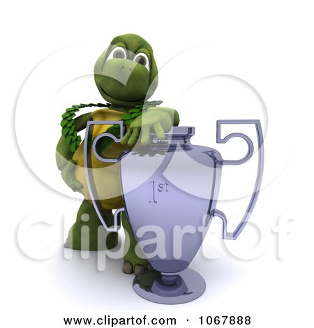 Clipart 3d Tortoise With A Trophy Cup - Royalty Free CGI Illustration by KJ Pargeter