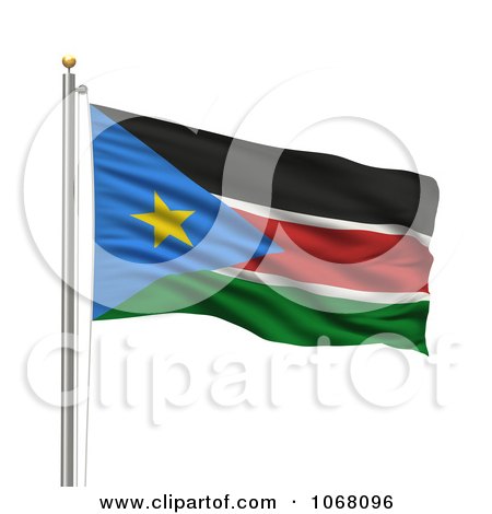 Clipart 3d Flag Of South Sudan Waving On A Pole - Royalty Free CGI Illustration by stockillustrations