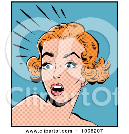 Clipart Pop Art Styled Scared Woman - Royalty Free Vector Illustration by brushingup