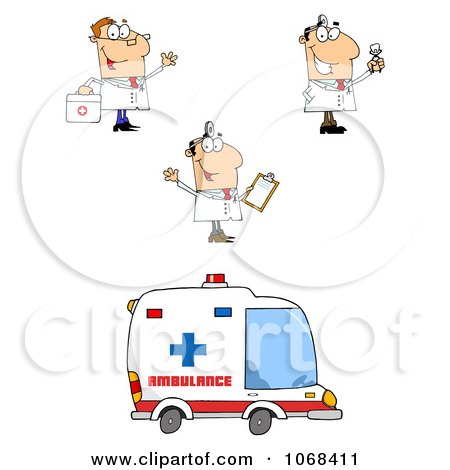 Clipart Doctors And An Ambulance - Royalty Free Vector Illustration by Hit Toon