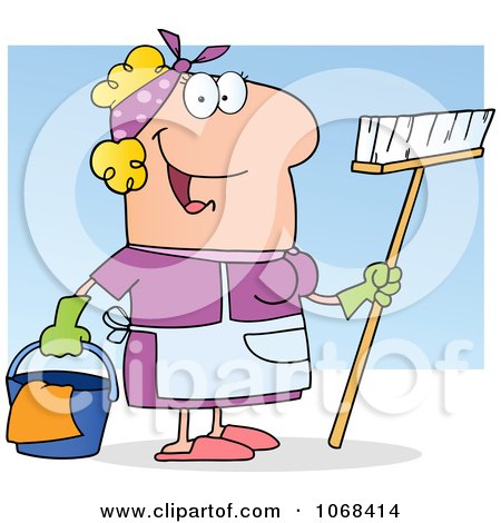 Clipart Friendly Caucasian Maid - Royalty Free Vector Illustration by Hit Toon