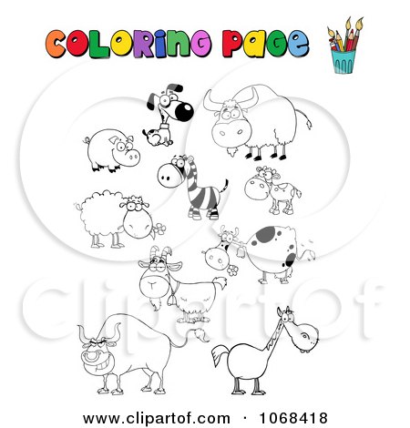 Clipart Coloring Page Animals - Royalty Free Vector Illustration by Hit Toon