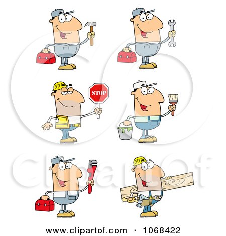 Clipart Construction And Repair Men - Royalty Free Vector Illustration by Hit Toon