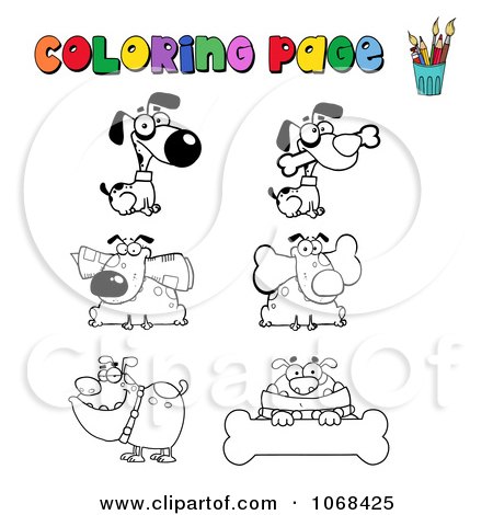 Clipart Coloring Page Professor Dogs - Royalty Free Vector Illustration by Hit Toon