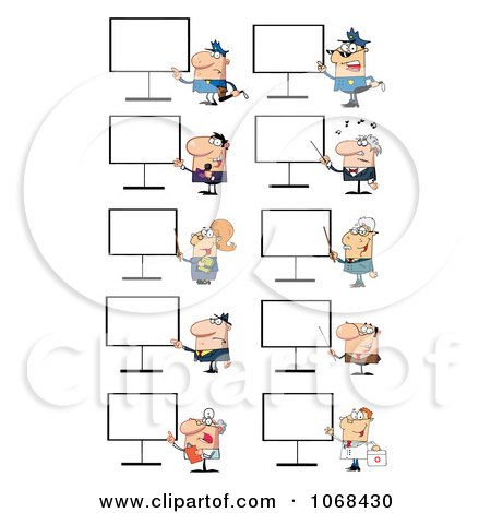 Clipart Occupational People With Presentation Boards - Royalty Free Vector Illustration by Hit Toon
