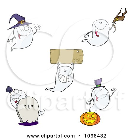 Clipart Halloween Ghosts - Royalty Free Vector Illustration by Hit Toon