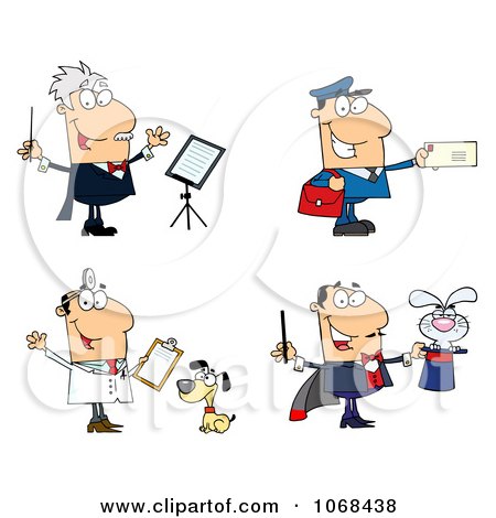 Clipart Conductor Mailman Veterinarian And Magician - Royalty Free Vector Illustration by Hit Toon