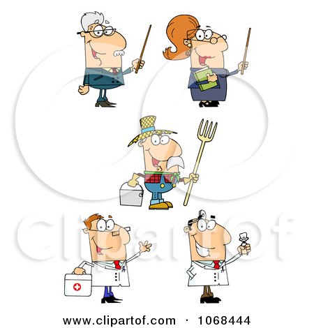 Clipart Teachers A Farmer And Doctors - Royalty Free Vector Illustration by Hit Toon