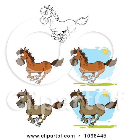 Clipart Galloping Horses - Royalty Free Vector Illustration by Hit Toon